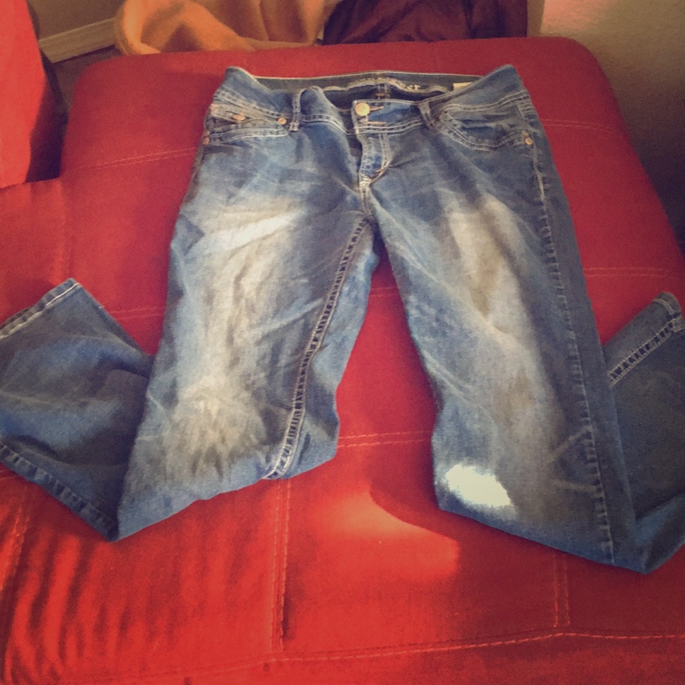 Silver denim jeans